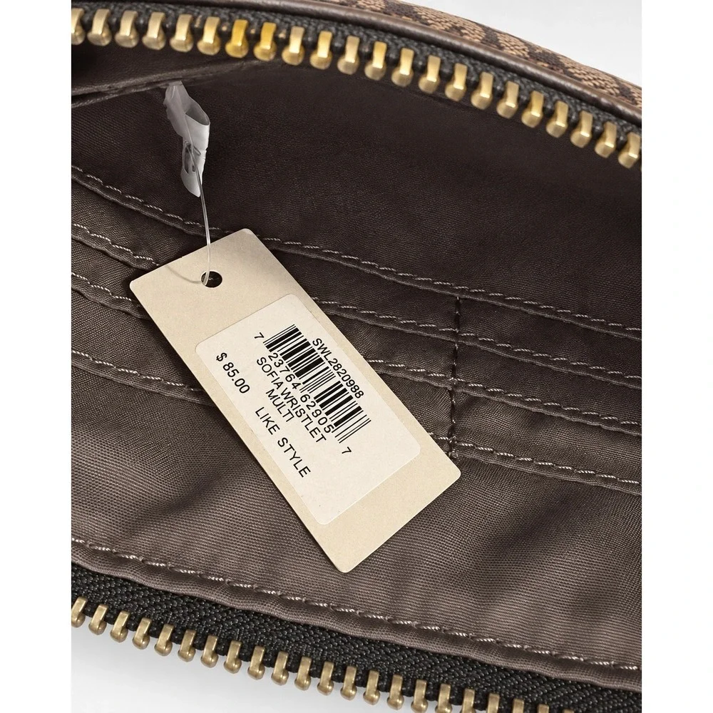 Fossil Sofia Multi Logo Zip Wristlet Approx 8.25 x 4.5 In NWT